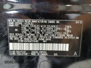 2012 Toyota RAV4 z VIN 2T3BF4DV5CW179480, wystawiony jako Copart lot #60469695 z przebiegiem Nie podano mil oraz Szkoda całkowita • Salvage title. Historia ofert i sprzedaży dostępna na DreamBid. Obrazek 13.