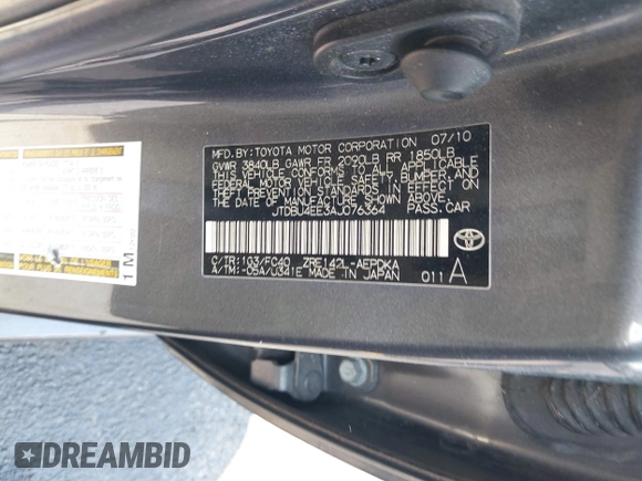 2010 Toyota Corolla с VIN JTDBU4EE3AJ076364, выставлен на аукционе IAAI как лот 42350604 с пробегом 118 255 миль миль и . История ставок и продаж доступна на DreamBid. Изображение 9.