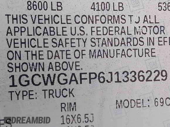 2018 Chevrolet Express Cargo Van with VIN 1GCWGAFP6J1336229, listed as a IAAI auction lot 42022722 with 99,005 mi miles. Bid and sale history available at carsss.com. Image 9.