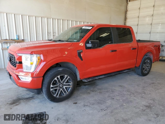 2021 Ford F-150 XL with VIN 1FTEW1CP5MKD32710, listed as a Copart auction lot 49497645 with 56,465 mi miles and Salvage Title. Bid and sale history available at carsss.com. Image 1.