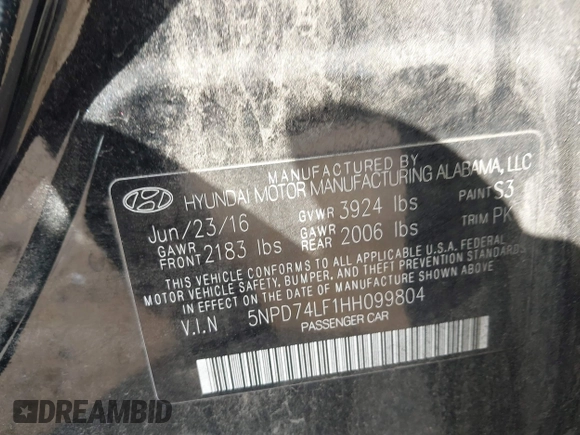 2017 Hyundai Elantra SE z VIN 5NPD74LF1HH099804, wystawiony jako IAAI lot #40579001 z przebiegiem 101 695 mil mil oraz . Historia ofert i sprzedaży dostępna na DreamBid. Obrazek 9.