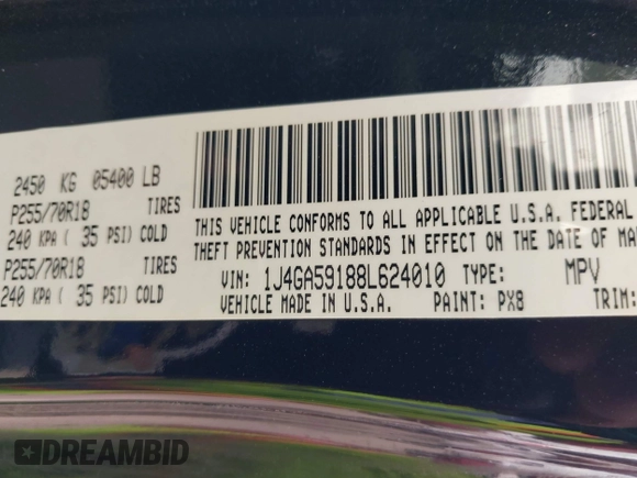 2008 Jeep Wrangler Unlimited Sahara с VIN 1J4GA59188L624010, выставлен на аукционе IAAI как лот 42115574 с пробегом 105 800 миль миль и . История ставок и продаж доступна на DreamBid. Изображение 9.