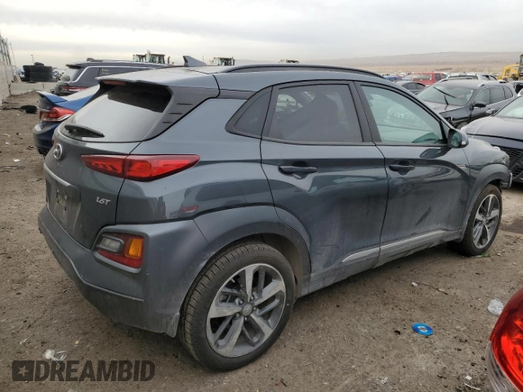2021 Hyundai Kona Ultimate with VIN KM8K53A52MU656474, listed as a Copart auction lot 84827104 with 77,992 mi miles and Salvage Title. Bid and sale history available at carsss.com. Image 3.