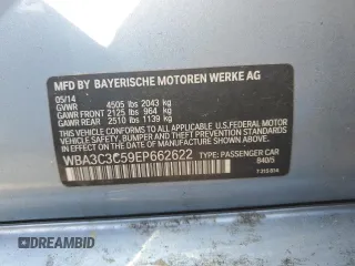 2014 BMW 3 Series 320i xDrive with VIN WBA3C3C59EP662622, listed as a Copart auction lot 55092495 with 118,778 mi miles and Non repairable. Bid and sale history available at DreamBid. Image 12.