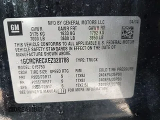 2014 Chevrolet Silverado 1500 LT with VIN 1GCRCRECXEZ320788, listed as a IAAI auction lot 42090701 with 225,306 mi miles and . Bid and sale history available at DreamBid. Image 9.