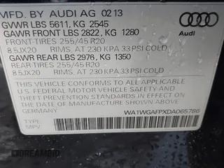 2013 Audi Q5 Prestige with VIN WA1WGAFPXDA065786, listed as a IAAI auction lot 41196024 with 100,205 mi miles and . Bid and sale history available at DreamBid. Image 9.