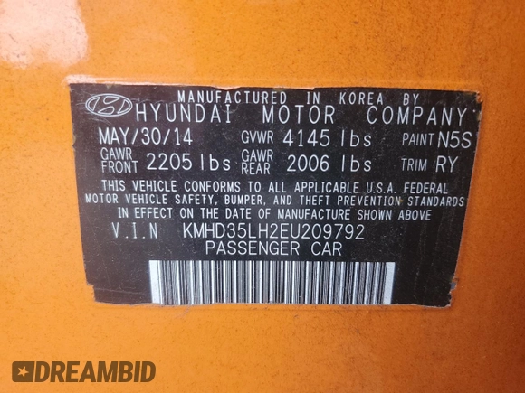 2014 Hyundai Elantra GT with VIN KMHD35LH2EU209792, listed as a Copart auction lot 72686114 with 0 mi miles and Clean Title. Bid and sale history available at carsss.com. Image 12.