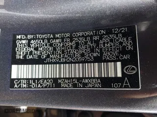 2022 Lexus UX with VIN JTHX9JBH2N2059753, listed as a IAAI auction lot 41816808 with 37,482 mi miles. Bid and sale history available at carsss.com. Image 9.