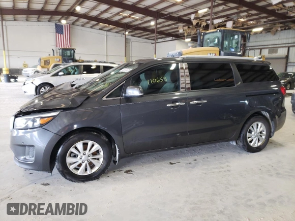 2018 Kia Sedona LX with VIN KNDMB5C17J6405820, listed as a Copart auction lot 88976525 with 110,658 mi miles and Non Repairable. Bid and sale history available at carsss.com. Image 1.