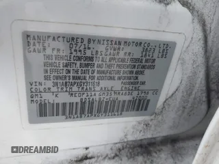 2016 Nissan Sentra S with VIN 3N1AB7APXGY311618, listed as a IAAI auction lot 41556634 with 106,077 mi miles and . Bid and sale history available at DreamBid. Image 9.