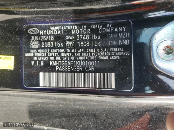 2019 Hyundai Veloster 2.0 with VIN KMHTG6AF1KU010011, listed as a Copart auction lot 52741505 with 57,133 mi miles and Salvage Title. Bid and sale history available at carsss.com. Image 13.