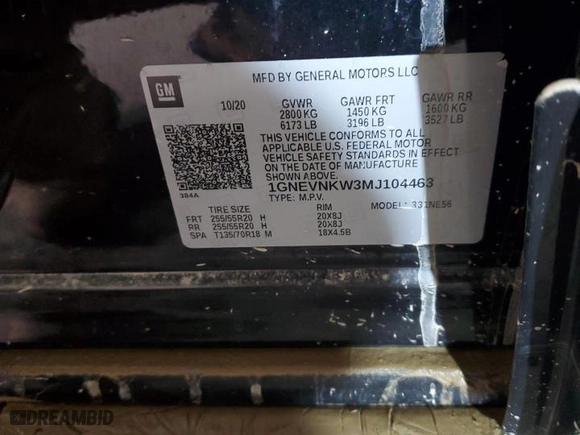 2021 Chevrolet Traverse High Country with VIN 1GNEVNKW3MJ104463, listed as a Copart auction lot 47053505 with 0 mi miles and Salvage Title. Bid and sale history available at carsss.com. Image 14.
