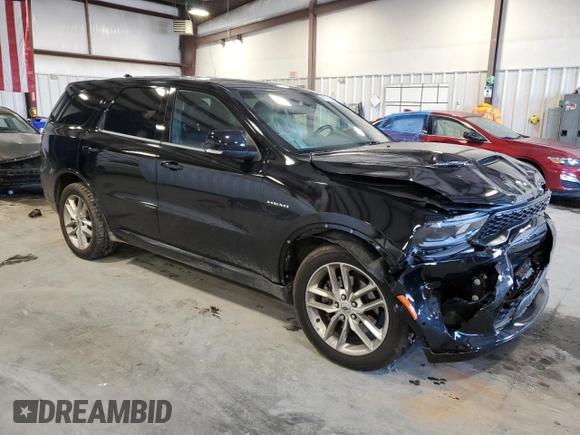 2021 Dodge Durango R/T with VIN 1C4SDHCTXMC608050, listed as a Copart auction lot 46570555 with 93,197 mi miles and Salvage Title. Bid and sale history available at DreamBid. Image 4.