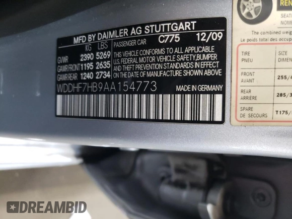 2010 Mercedes-Benz E 63 AMG with VIN WDDHF7HB9AA154773, listed as a Copart auction lot 46449995 with 88,245 mi miles and Salvage title. Bid and sale history available at DreamBid. Image 13.