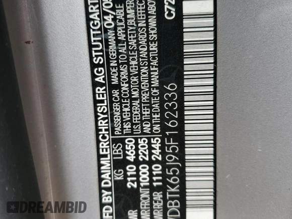2005 Mercedes-Benz CLK 320 with VIN WDBTK65J95F162336, listed as a Copart auction lot 76138484 with Not Provided miles and Salvage Title. Bid and sale history available at DreamBid. Image 13.