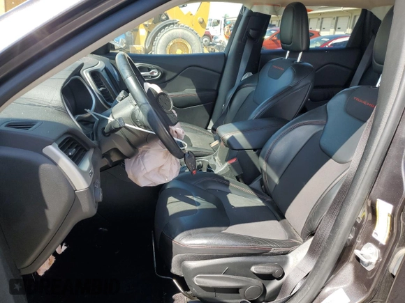 2017 Jeep Cherokee Trailhawk with VIN 1C4PJMBSXHW600230, listed as a Copart auction lot 55606665 with Not provided miles and Salvage title. Bid and sale history available at DreamBid. Image 7.