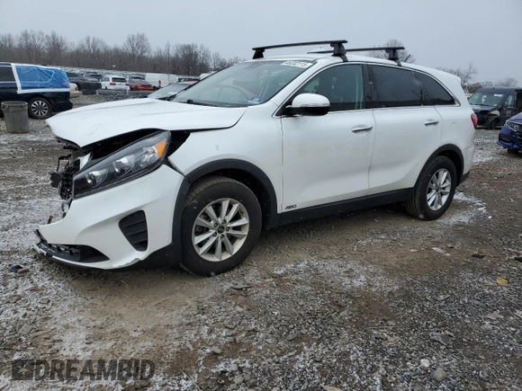 2019 Kia Sorento LX V6 with VIN 5XYPGDA53KG572916, listed as a Copart auction lot 46332115 with 93,941 mi miles and Salvage Title. Bid and sale history available at carsss.com. Image 1.