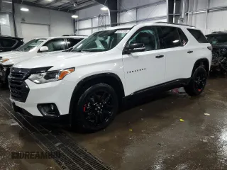 2021 Chevrolet Traverse Premier z VIN 1GNEVKKW1MJ243800, wystawiony jako Copart lot #45757105 z przebiegiem 95 758 mil mil oraz Szkoda całkowita • Salvage title. Historia ofert i sprzedaży dostępna na DreamBid. Obrazek 1.