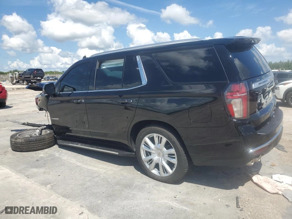 2021 Chevrolet Tahoe High Country with VIN 1GNSCTKL0MR393953, listed as a Copart auction lot 71020554 with 46,297 mi miles and Salvage Title. Bid and sale history available at carsss.com. Image 2.