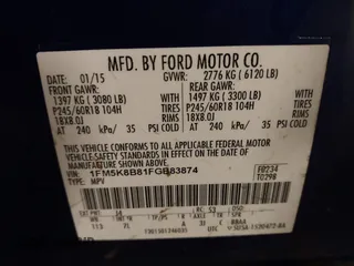 2015 Ford Explorer z VIN 1FM5K8B81FGB83874, wystawiony jako IAAI lot #41911790 z przebiegiem 110 311 mil mil oraz . Historia ofert i sprzedaży dostępna na DreamBid. Obrazek 9.