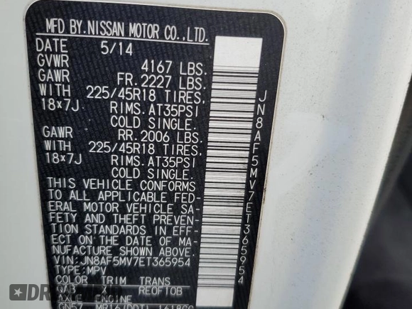 2014 Nissan Juke SL with VIN JN8AF5MV7ET365954, listed as a Copart auction lot 45328995 with 105,837 mi miles and Salvage Title. Bid and sale history available at carsss.com. Image 13.