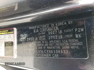 2022 Kia Stinger GT1 with VIN KNAE45LCXN6106633, listed as a Copart auction lot 82235434 with 72,786 mi miles and Salvage Title. Bid and sale history available at DreamBid. Image 14.