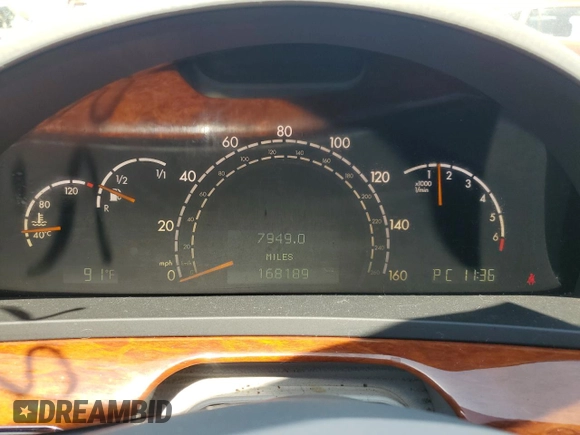 2003 Mercedes-Benz S-Class 4.3L with VIN WDBNG83J43A344741, listed as a Copart auction lot 61529804 with 168,189 mi miles and Salvage Title. Bid and sale history available at carsss.com. Image 9.