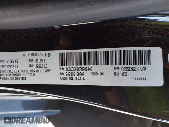 2015 Chrysler 200 Limited with VIN 1C3CCCABXFN706446, listed as a IAAI auction lot 42090717 with 122,436 mi miles and . Bid and sale history available at DreamBid. Image 9.