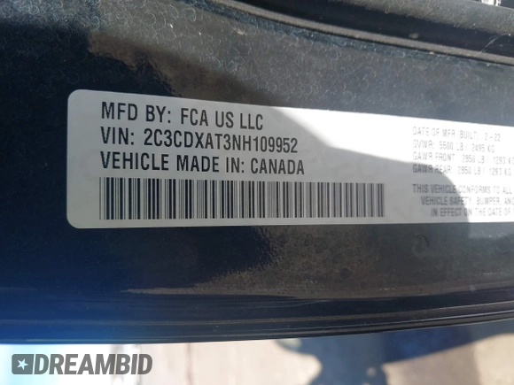 2022 Dodge Charger Police with VIN 2C3CDXAT3NH109952, listed as a IAAI auction lot 40919989 with 19,169 mi miles and . Bid and sale history available at DreamBid. Image 9.