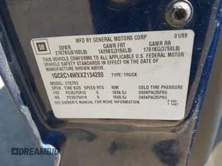 1999 Chevrolet Silverado 1500 with VIN 1GCEC14WXXZ134280, listed as a IAAI auction lot 42040163 with 292,234 mi miles. Bid and sale history available at carsss.com. Image 9.