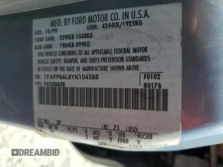 2000 Ford Contour SE Fleet z VIN 1FAFP66L8YK104588, wystawiony jako Copart lot #71769314 z przebiegiem 106 163 mil mil oraz Szkody całkowita. Historia ofert i sprzedaży dostępna na DreamBid. Obrazek 14.