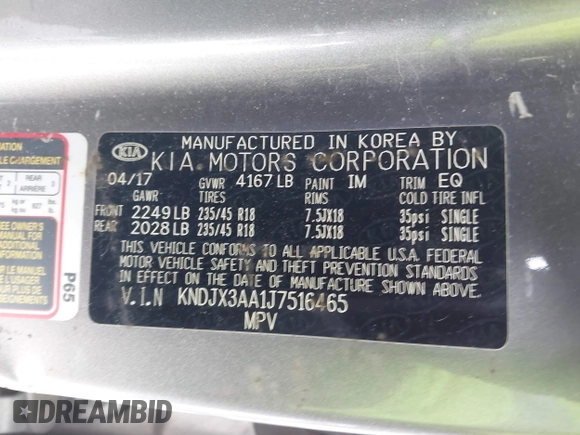 2018 Kia Soul ! with VIN KNDJX3AA1J7516465, listed as a IAAI auction lot 41619026 with 93,948 mi miles. Bid and sale history available at carsss.com. Image 9.
