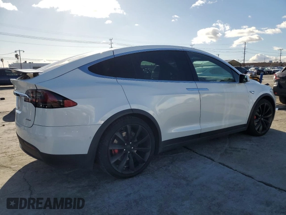 2016 Tesla Model X P90D with VIN 5YJXCBE48GF000255, listed as a Copart auction lot 49186565 with 0 mi miles and Salvage Title. Bid and sale history available at carsss.com. Image 3.