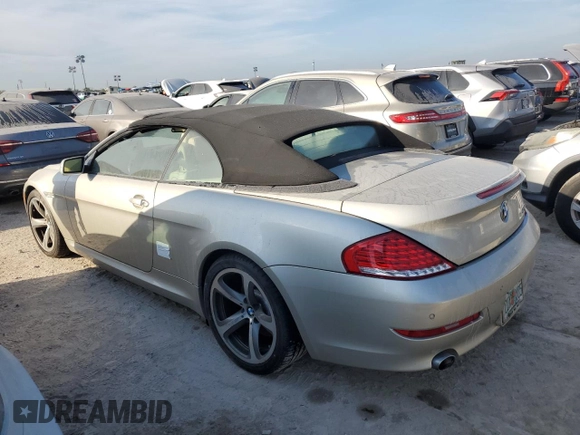 2008 BMW 6 Series 650i with VIN WBAEB53568CX60574, listed as a Copart auction lot 75687704 with 0 mi miles and Salvage Title. Bid and sale history available at carsss.com. Image 2.