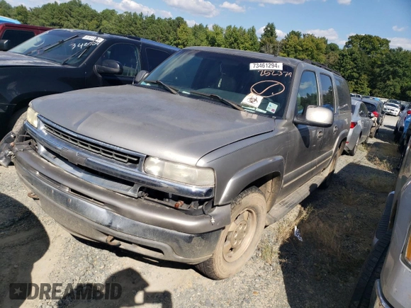 2002 Chevrolet Suburban LS with VIN 3GNEC16Z62G252379, listed as a Copart auction lot 73461294 with 321,647 mi miles and Salvage Title. Bid and sale history available at carsss.com. Image 1.
