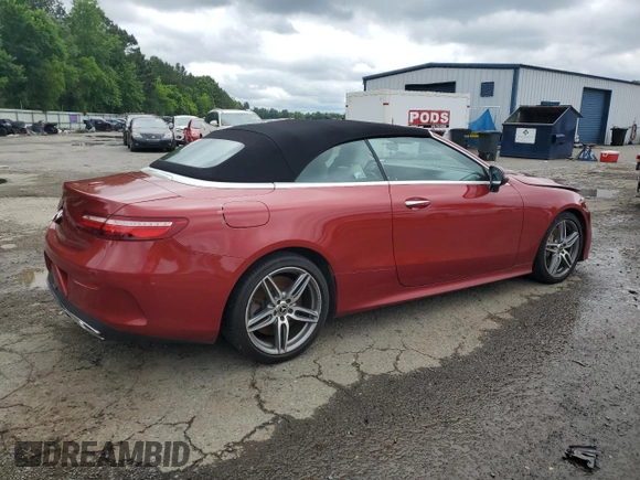 2018 Mercedes-Benz E 400 with VIN WDD1K6FB6JF062324, listed as a Copart auction lot 58595125 with 47,570 mi miles and Salvage title. Bid and sale history available at DreamBid. Image 3.