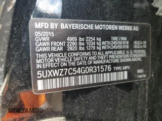 2016 BMW X3 sDrive28i with VIN 5UXWZ7C54G0R31576, listed as a Copart auction lot 50885685 with 94,750 mi miles and Clean Title. Bid and sale history available at DreamBid. Image 12.