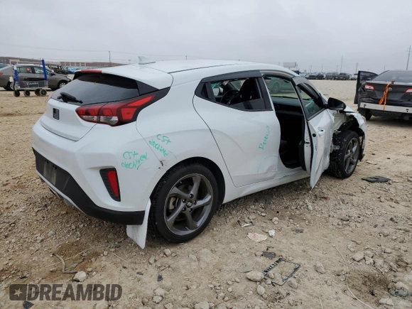 2019 Hyundai Veloster 2.0 with VIN KMHTG6AF5KU018693, listed as a Copart auction lot 76660363 with 74,498 mi miles. Bid and sale history available at carsss.com. Image 3.