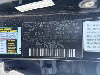 2016 Kia Cadenza Premium with VIN KNALN4D7XG5214226, listed as a Copart auction lot 74809724 with 123,481 mi miles and Salvage Title. Bid and sale history available at carsss.com. Image 10.