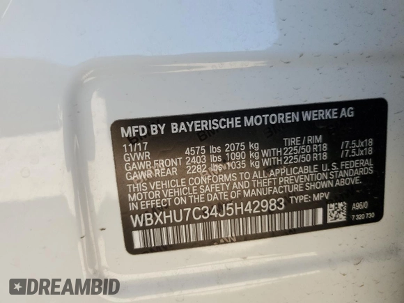 2018 BMW X1 sDrive28i with VIN WBXHU7C34J5H42983, listed as a Copart auction lot 49163645 with 73,508 mi miles and Salvage Title. Bid and sale history available at carsss.com. Image 14.