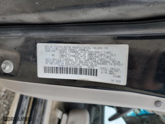 2004 Toyota Tundra Ltd with VIN 5TBET38124S438140, listed as a Copart auction lot 84105494 with 301,645 mi miles and Salvage Title. Bid and sale history available at carsss.com. Image 12.