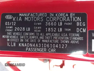2013 Kia Rio EX with VIN KNADN4A31D6104127, listed as a IAAI auction lot 41914196 with 98,996 mi miles and . Bid and sale history available at DreamBid. Image 9.