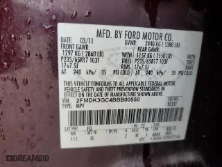 2011 Ford Edge SE with VIN 2FMDK3GC4BBB00550, listed as a Copart auction lot 48458185 with 301,406 mi miles and Salvage Title. Bid and sale history available at carsss.com. Image 16.