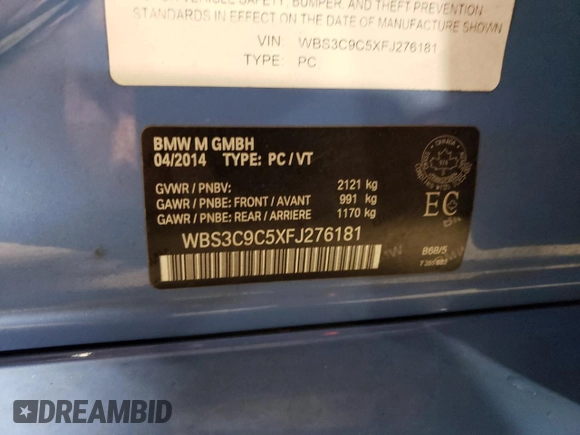 2015 BMW M3 with VIN WBS3C9C5XFJ276181, listed as a Copart auction lot 67751693 with 52,965 mi miles. Bid and sale history available at carsss.com. Image 13.