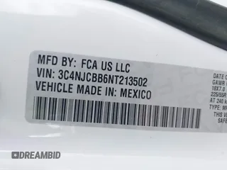 2022 Jeep Compass Latitude z VIN 3C4NJCBB6NT213502, wystawiony jako IAAI lot #41949094 z przebiegiem 11 090 mil mil oraz . Historia ofert i sprzedaży dostępna na DreamBid. Obrazek 9.