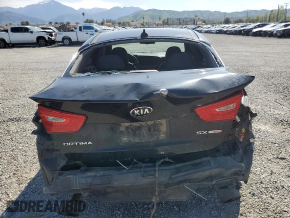 2015 Kia Optima SX Turbo with VIN 5XXGR4A6XFG454049, listed as a Copart auction lot 52217185 with 115,675 mi miles and Salvage Title. Bid and sale history available at carsss.com. Image 6.