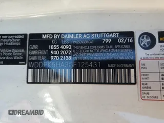 2016 Mercedes-Benz SLK 350 with VIN WDDPK5HA3GF125431, listed as a Copart auction lot 48380365 with Not provided miles and Salvage title. Bid and sale history available at DreamBid. Image 12.