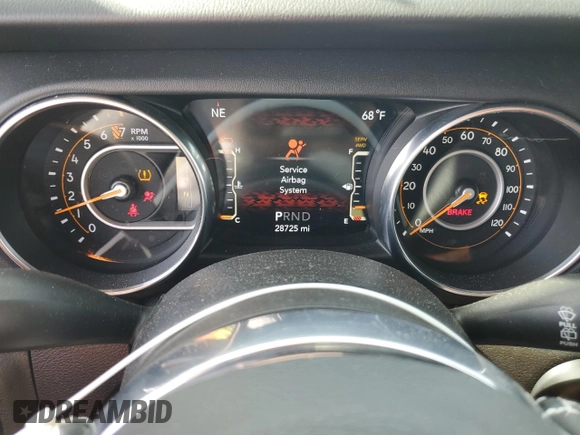 2020 Jeep Wrangler Unlimited Sahara with VIN 1C4HJXEG3LW243396, listed as a Copart auction lot 58709415 with 28,725 mi miles and Salvage title. Bid and sale history available at DreamBid. Image 9.