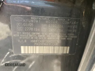 2006 Hyundai Azera SE z VIN KMHFC46F56A035393, wystawiony jako Copart lot #63339195 z przebiegiem Nie podano mil oraz Szkoda całkowita • Salvage title. Historia ofert i sprzedaży dostępna na DreamBid. Obrazek 12.