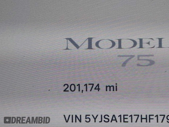 2017 Tesla Model S 60 z VIN 5YJSA1E17HF179051, wystawiony jako IAAI lot #42430013 z przebiegiem 201 174 mil mil oraz . Historia ofert i sprzedaży dostępna na DreamBid. Obrazek 16.